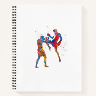 Muay thai fighter in watercolor notizbuch