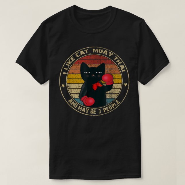 Muay Thai Funny Cat Kickboxing Thailand Boxing Cha T-Shirt (Design vorne)