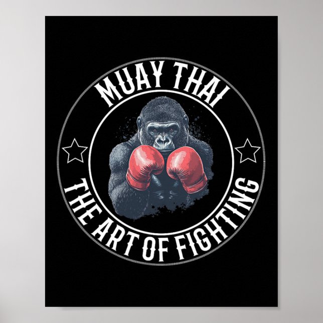 Muay Thai Gorilla - Kunst des Kampfes gegen Thai B Poster (Vorne)