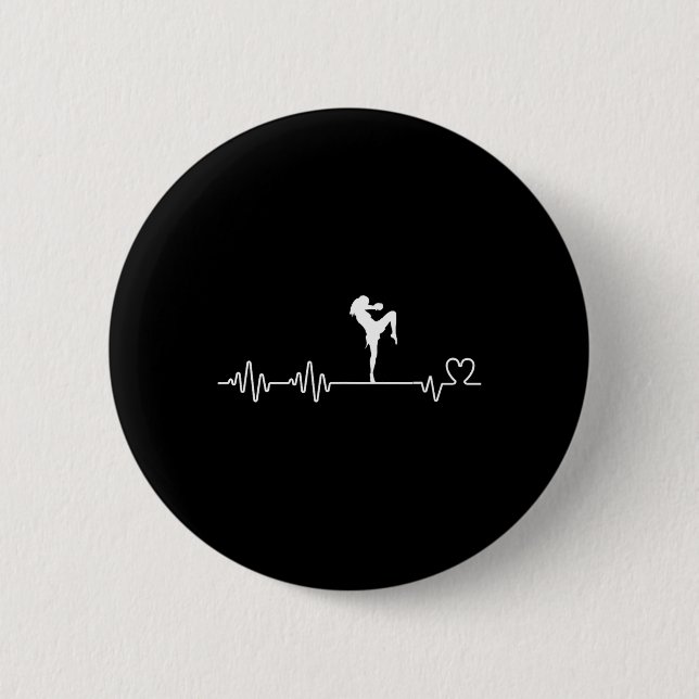 Muay Thai Heartbeat Frauen Karate Funny Muay Thai Button (Vorderseite)