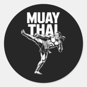 Muay-Thai-Kämpfer Vintage Martial Arts Thai-Boxen Runder Aufkleber