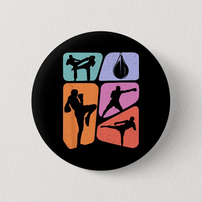 Muay Thai Kampfsport Kinder Jungen Männer Kickboxe Button (Vorderseite)