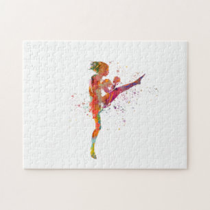 Muay Thai Karate in Aquarell Puzzle
