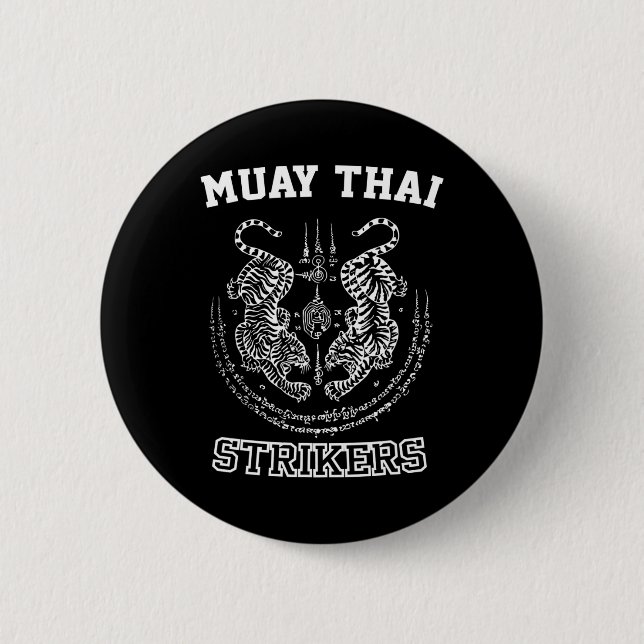 Muay Thai Kickboxen Tiger Kämpfer Sak Yant Mma  Button (Vorderseite)