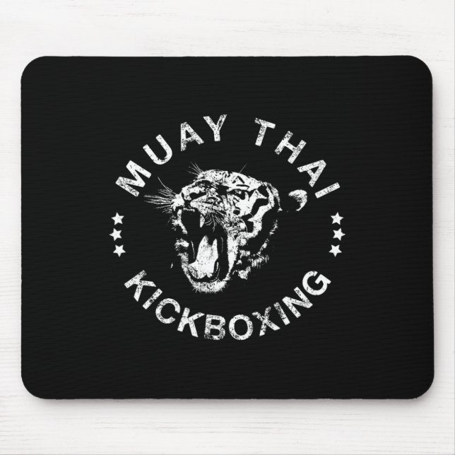Muay Thai Kickboxen Tiger T-Shirt  Mousepad (Vorne)
