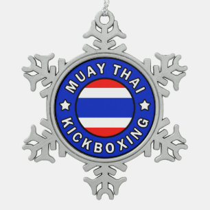 Muay Thai Kickboxing Schneeflocken Zinn-Ornament