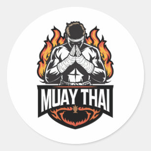 Muay Thai Logo - Thai Boxing Fighter Runder Aufkleber