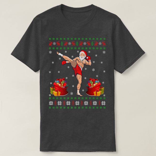 Muay Thai Martial Art Lover Xmas Ugly Muay Thai Ch T-Shirt (Design vorne)