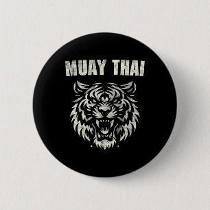 Muay Thai Mma Kampf Tattoo Tiger Brüllen Kickboxen Button