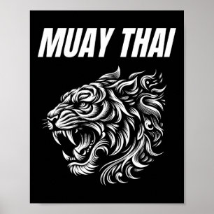 Muay Thai Mma Kampf Tattoo Tiger Brüllen Kickboxen Poster