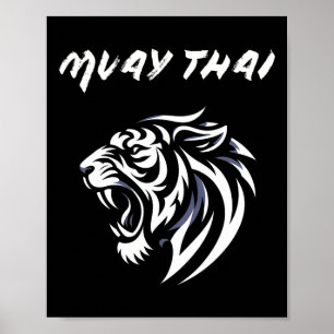 Muay Thai Mma Kampf Tattoo Tiger Brüllen Kickboxen Poster