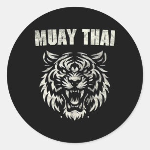 Muay Thai Mma Kampf Tattoo Tiger Brüllen Kickboxen Runder Aufkleber