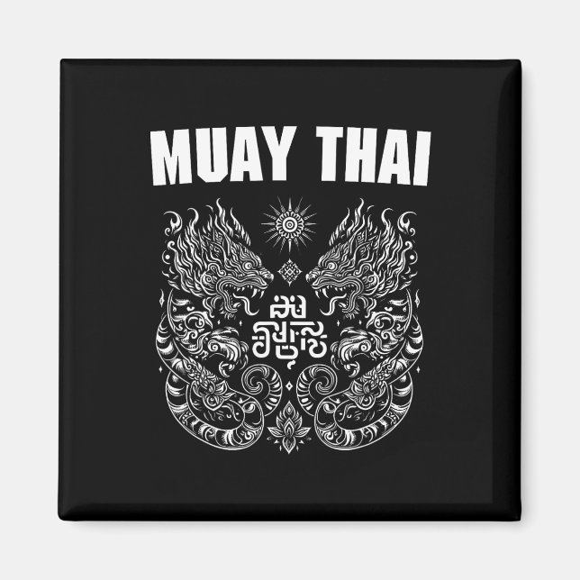 Muay Thai Mma Kampf Tattoo Zwillings-Tiger Kickbox Magnet (Vorne)