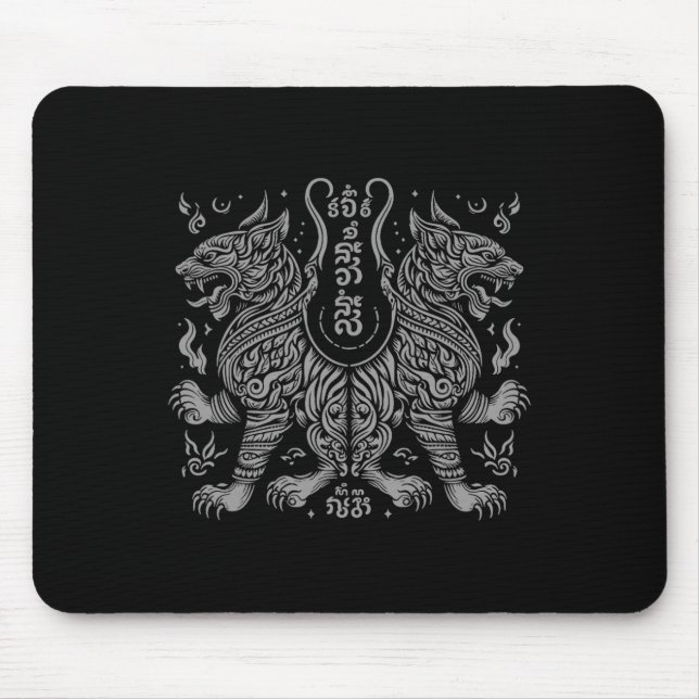 Muay Thai MMA Kampf Tattoo Zwillings-Tiger Kickbox Mousepad (Vorne)