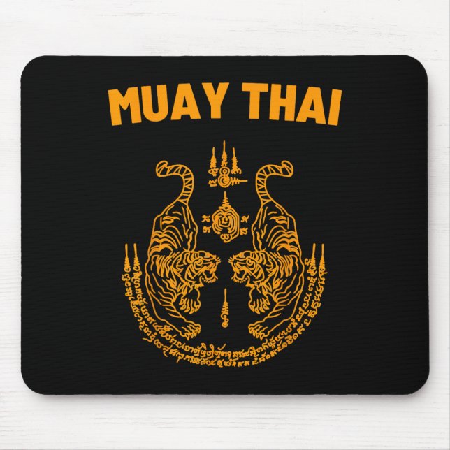 Muay Thai Mma Kampf Tattoo Zwillings-Tiger Kickbox Mousepad (Vorne)