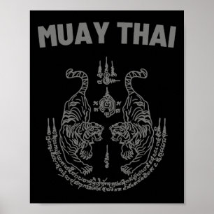 Muay Thai Mma Kampf Tattoo Zwillings-Tiger Kickbox Poster