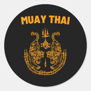 Muay Thai Mma Kampf Tattoo Zwillings-Tiger Kickbox Runder Aufkleber