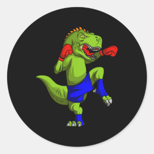 Muay-Thai-Mma-Kämpfer T-Rex-Mixed-Martial-Arts-Kam Runder Aufkleber