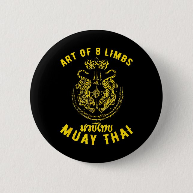 Muay Thai MMA Tiger Kunst der 8 Gliedmaßen Kickbox Button (Vorderseite)