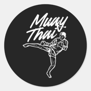 Muay-Thai-Muay-Thai-Kämpfer beim Kampf Runder Aufkleber