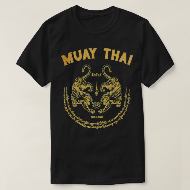 Muay Thai Muay Thai Tiger Sak Yant Tattoo Kickboxi T-Shirt (Design vorne)