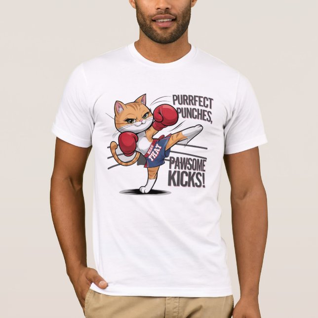 Muay Thai Niedlich Boxing und Kicking Cat T - Shir T-Shirt (Vorderseite)