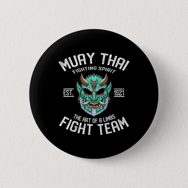 Muay Thai Oni Dämon Fight Team - Nak Muay, Kickbox Button (Vorderseite)