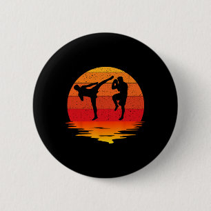 Muay Thai Retro Vintage Kampfkunst Boxen Button