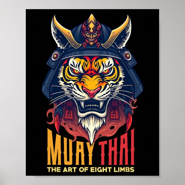 Muay Thai Samurai Tiger Thai Boxing Graphic Poster (Vorne)
