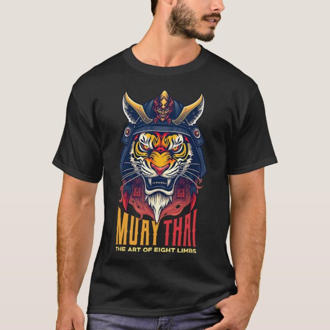 Muay Thai Samurai Tiger Thai Boxing Graphic T-Shirt (Vorderseite)