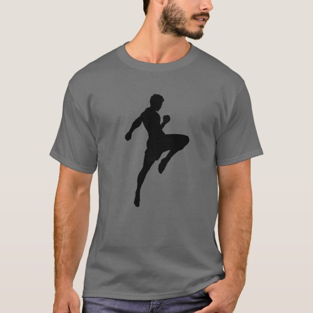 Muay Thai Silhouette Boxing Funny Martial Arts Gif T-Shirt (Vorderseite)