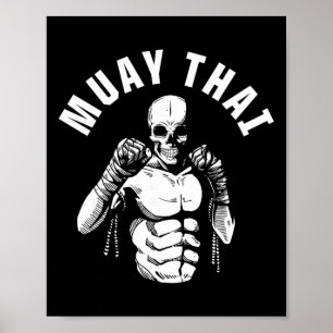 Muay Thai Skelett Kämpfer Mma Club Coach Martial  Poster