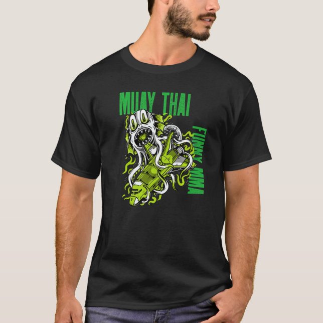 Muay Thai Space Monster Rocket Ship Mixed Martial  T-Shirt (Vorderseite)
