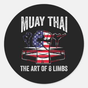 Muay Thai Tha Kunst der 8 Gliedmaßen Kämpfer Kampf Runder Aufkleber