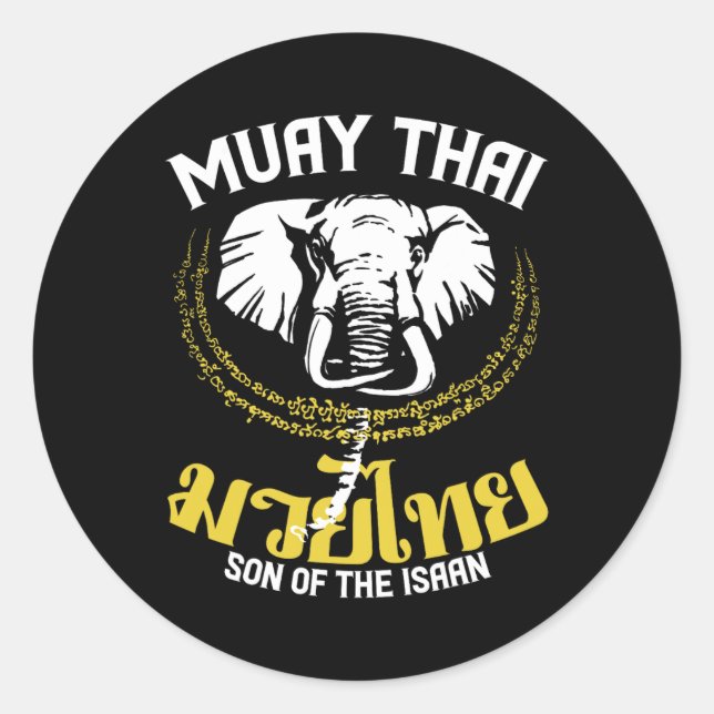 Muay Thai Thai Boxing Elephant Gift Runder Aufkleber (Vorderseite)