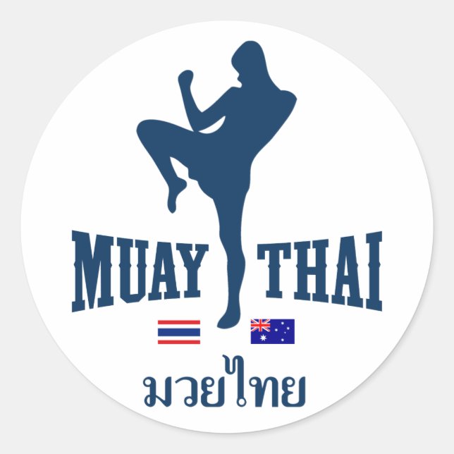 Muay Thai Thailand Australien Runder Aufkleber (Vorderseite)