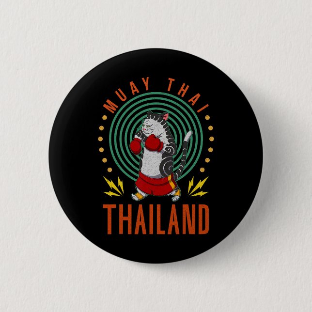 Muay Thai Thailand Faust Ring Knie Kämpfer Technik Button (Vorderseite)