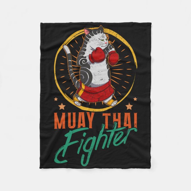 Muay Thai Thailand Fäuste Ring Knie Kämpfer Techni Fleecedecke (Vorderseite)