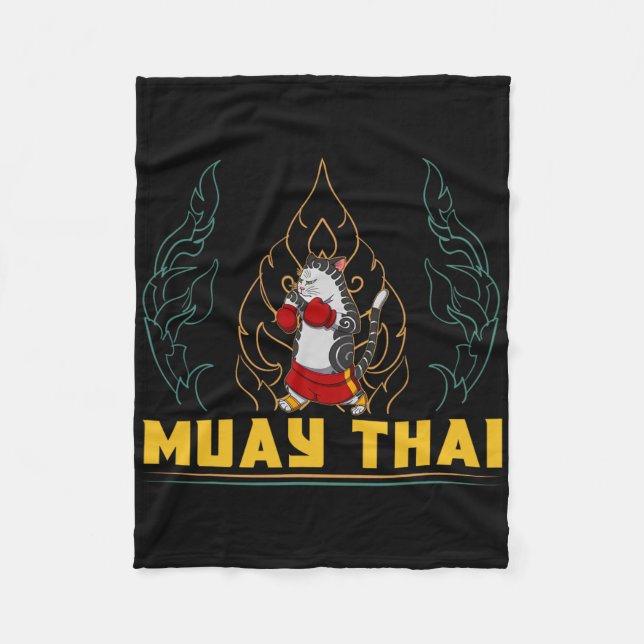 Muay Thai Thailand Fäuste Ring Knie Kämpfer Techni Fleecedecke (Vorderseite)