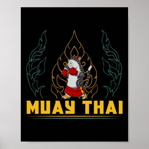 Muay Thai Thailand Fäuste Ring Knie Kämpfer Techni Poster