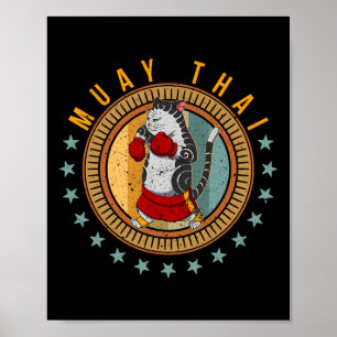 Muay Thai Thailand Fäuste Ring Knie Kämpfer Techni Poster