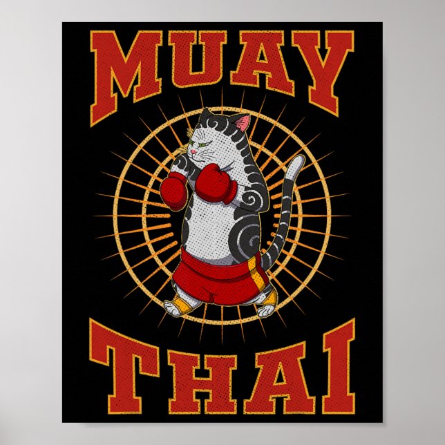 Muay Thai Thailand Fist Ring Knee Fighter Techniqu Poster (Vorne)