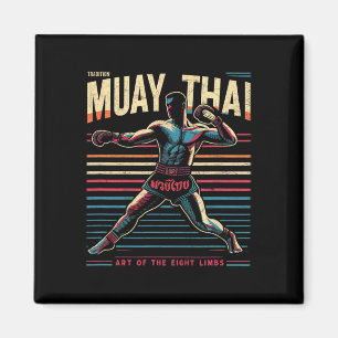 Muay Thai Thailand Kickboxen MMA Kämpfer Vintage Magnet