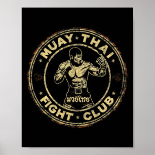 Muay Thai Thailand Kickboxen Mma Kämpfer Vintage Poster