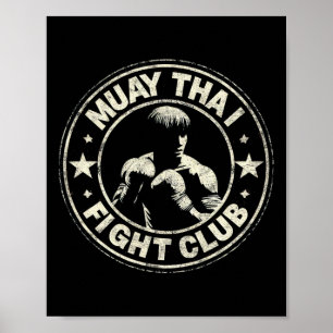 Muay Thai Thailand Kickboxen Mma Kämpfer Vintage Poster