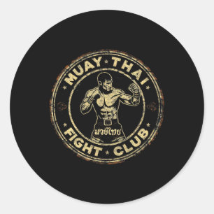 Muay Thai Thailand Kickboxen Mma Kämpfer Vintage  Runder Aufkleber