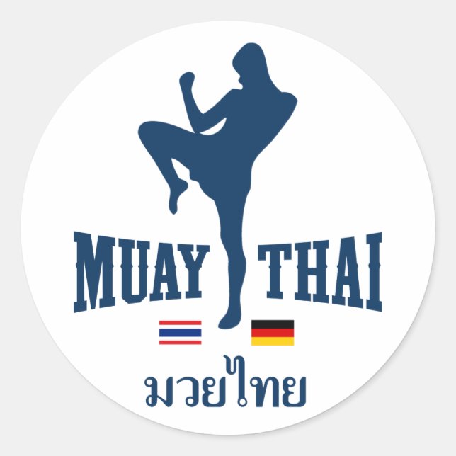 Muay Thai Thailand Runder Aufkleber (Vorderseite)