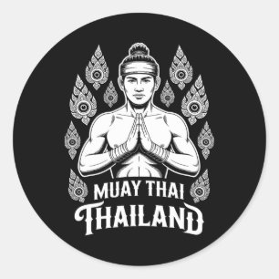 Muay Thai Thailand Vintage Tiger Kämpfer Training Runder Aufkleber