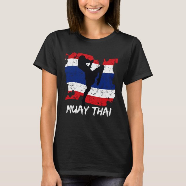 Muay Thai Thaïlande Flag Thai Boxing Kickboxing T-Shirt (Vorderseite)