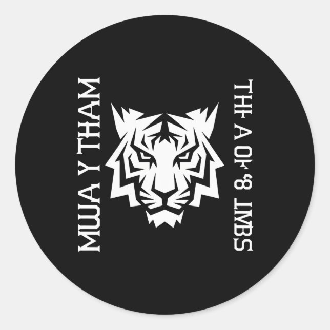 Muay Thai Tiger Art Of 8 Limbs Kickboxing Design S Runder Aufkleber (Vorderseite)